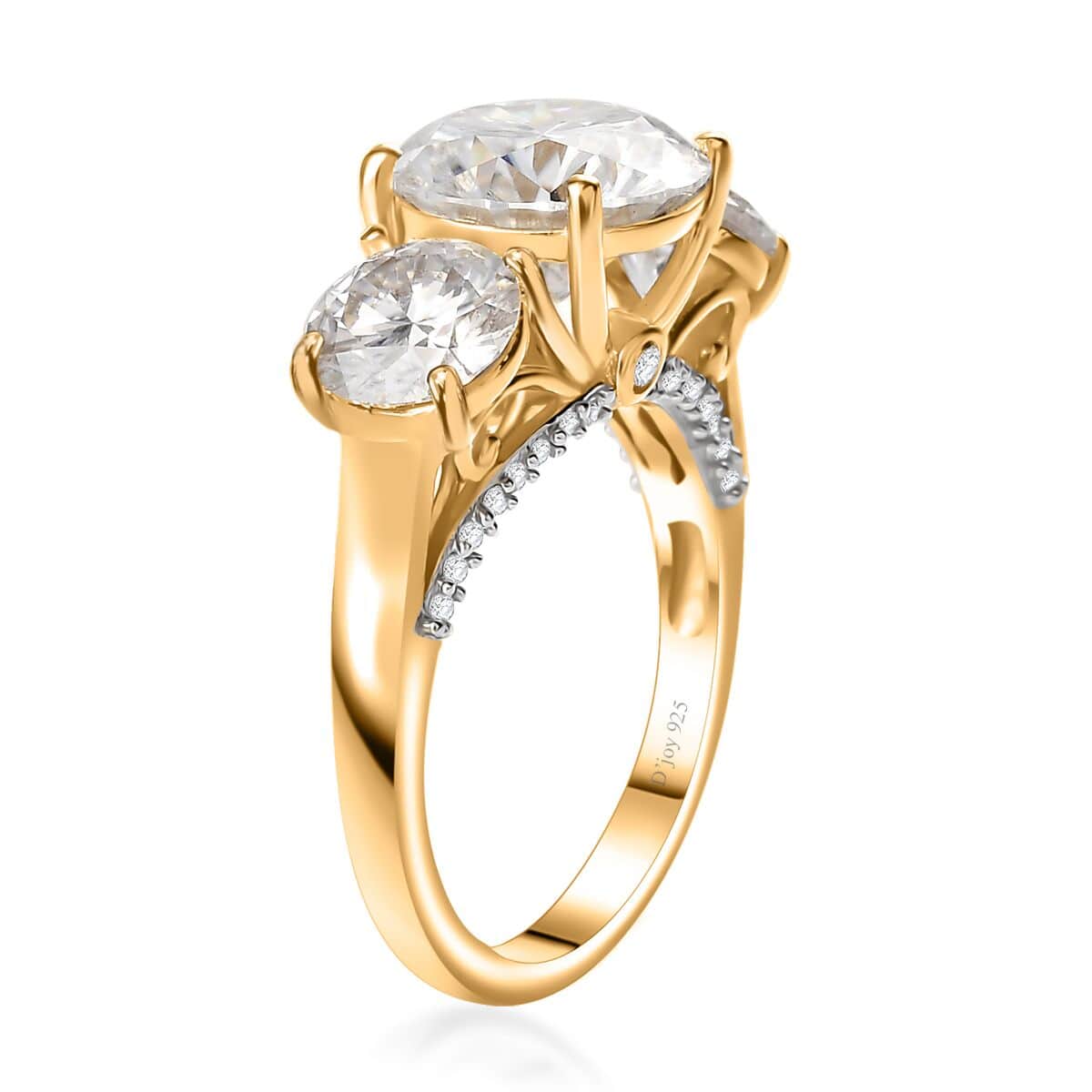 Moissanite Ring in 18K Vermeil YG Over Sterling Silver (Size 10.0) 4.30 ctw image number 3