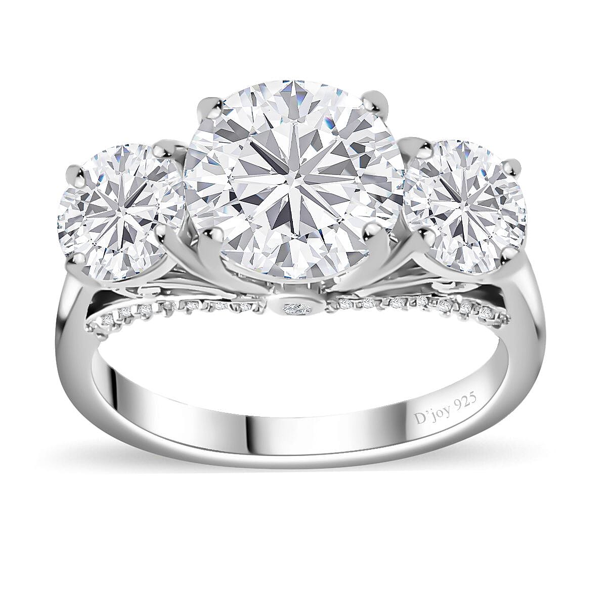 D'Joy Moissanite Ring in Rhodium Over Sterling Silver (Size 8.0) 4.30 ctw image number 0