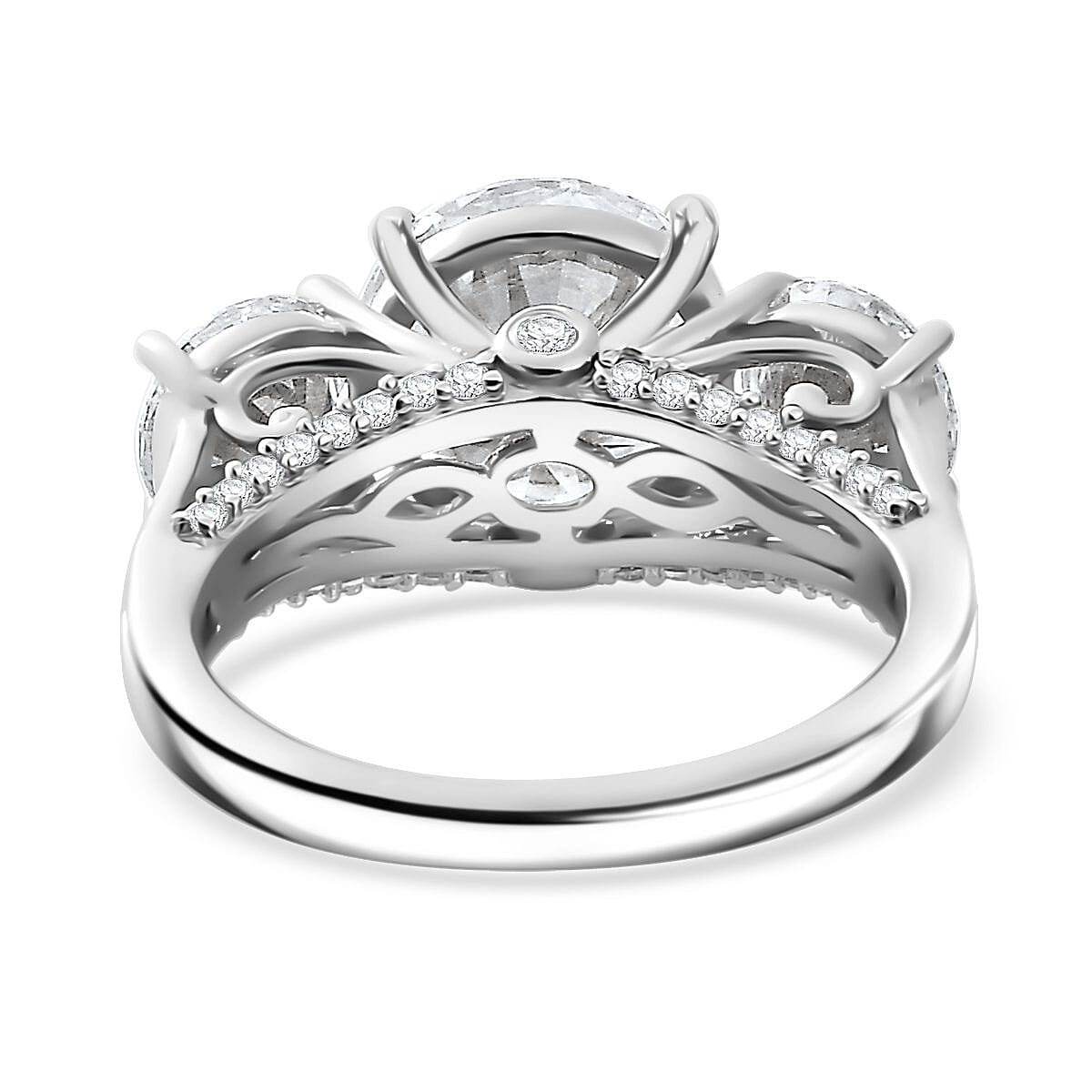 D'Joy Moissanite Ring in Rhodium Over Sterling Silver (Size 8.0) 4.30 ctw image number 4