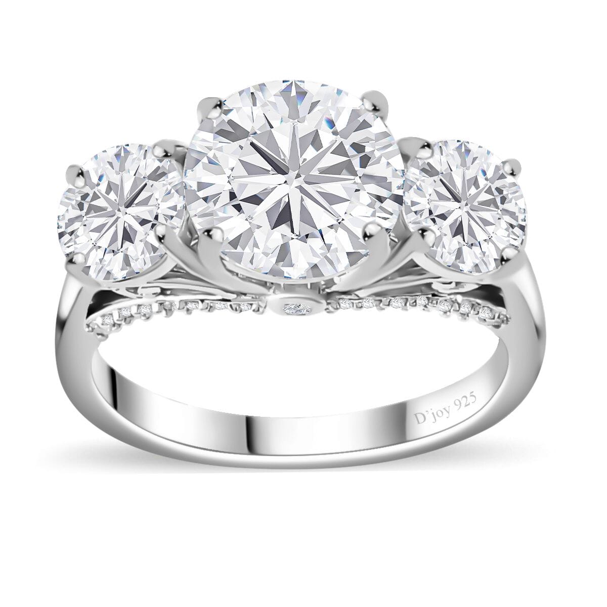 Moissanite Ring in Rhodium Over Sterling Silver (Size 9.0) 4.30 ctw image number 0