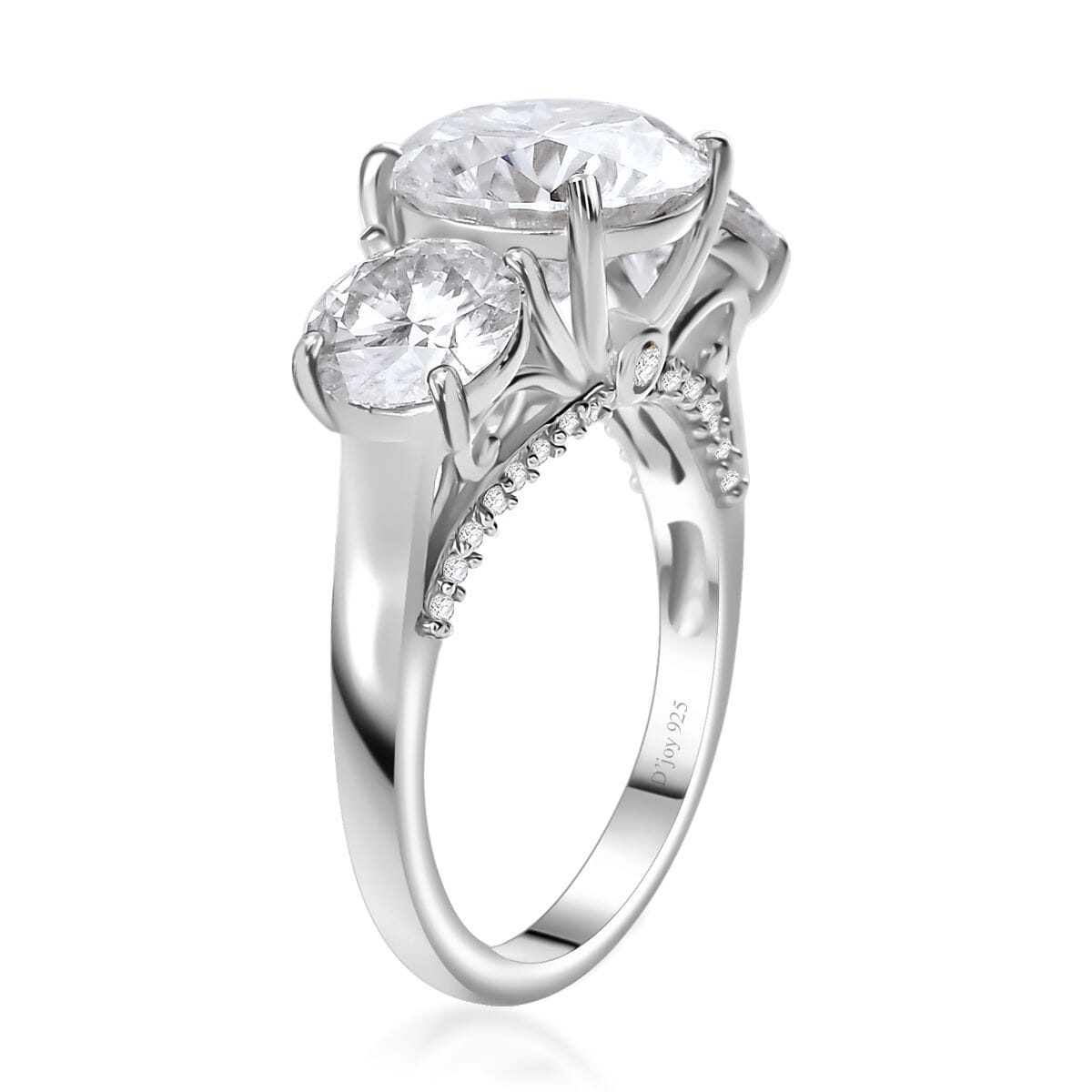 Moissanite Ring in Rhodium Over Sterling Silver (Size 9.0) 4.30 ctw image number 3