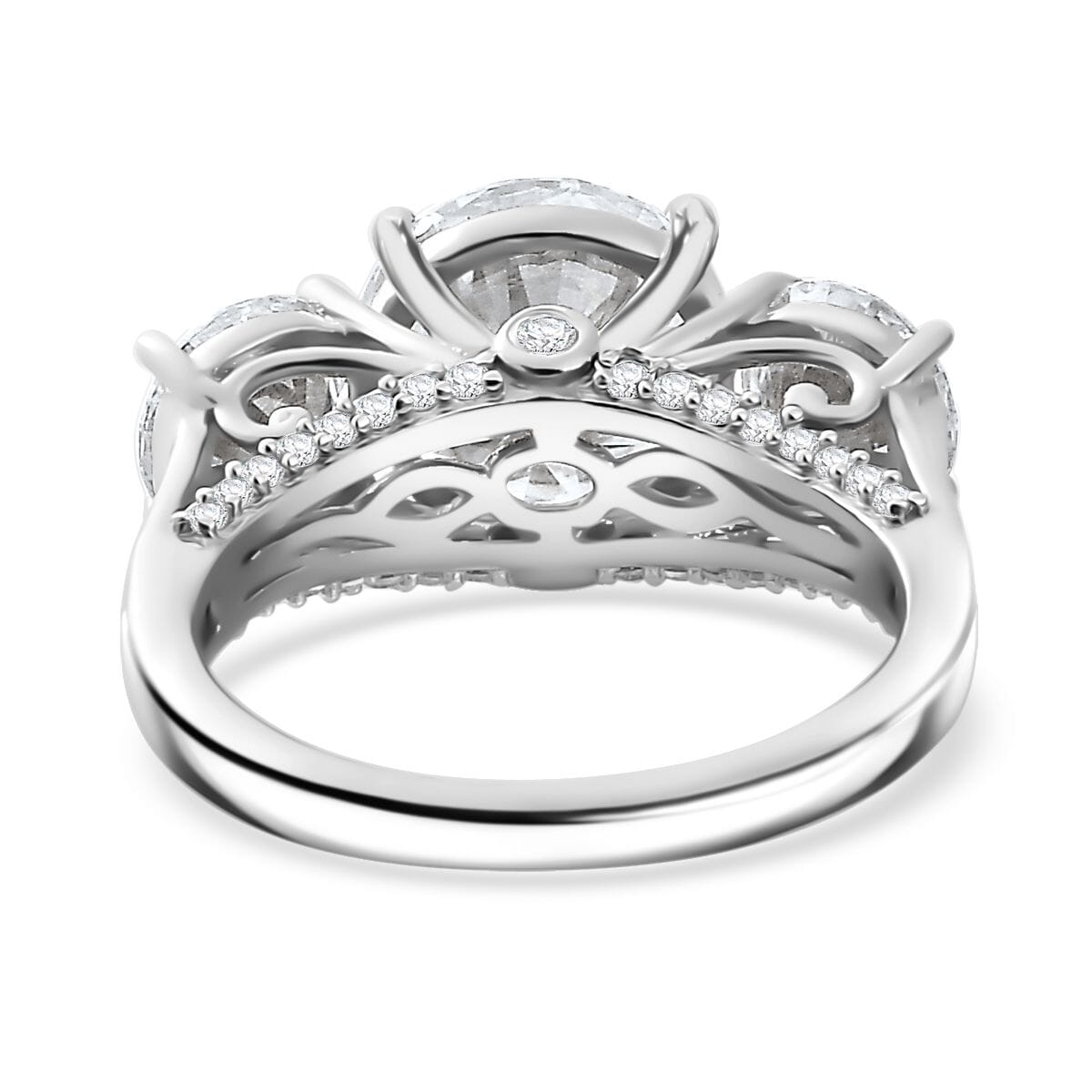 Moissanite Ring in Rhodium Over Sterling Silver (Size 9.0) 4.30 ctw image number 4