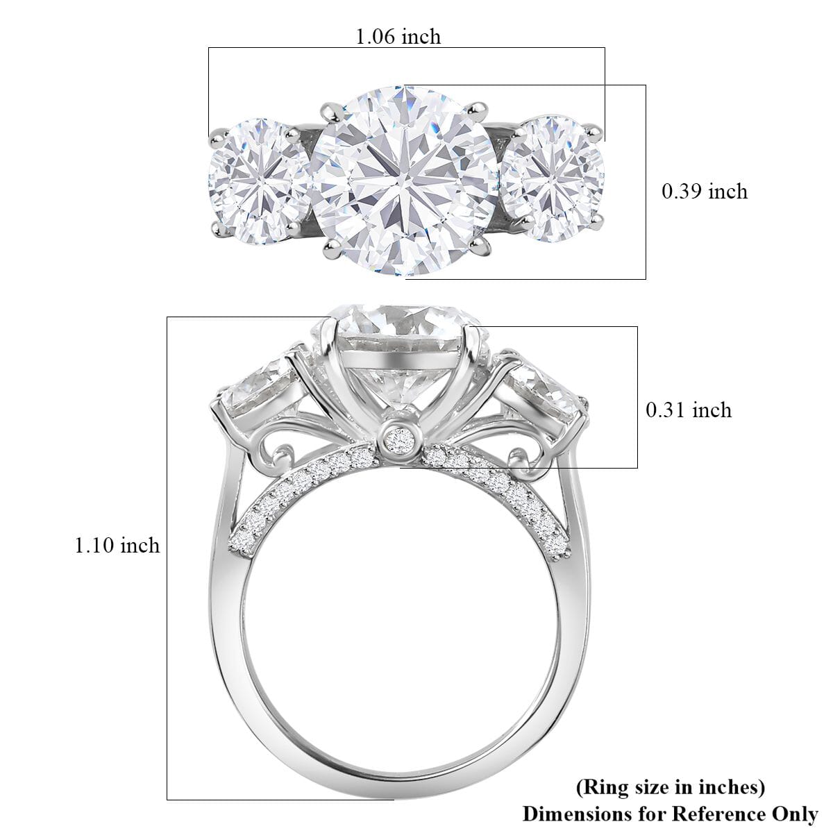 Moissanite Ring in Rhodium Over Sterling Silver (Size 9.0) 4.30 ctw image number 5