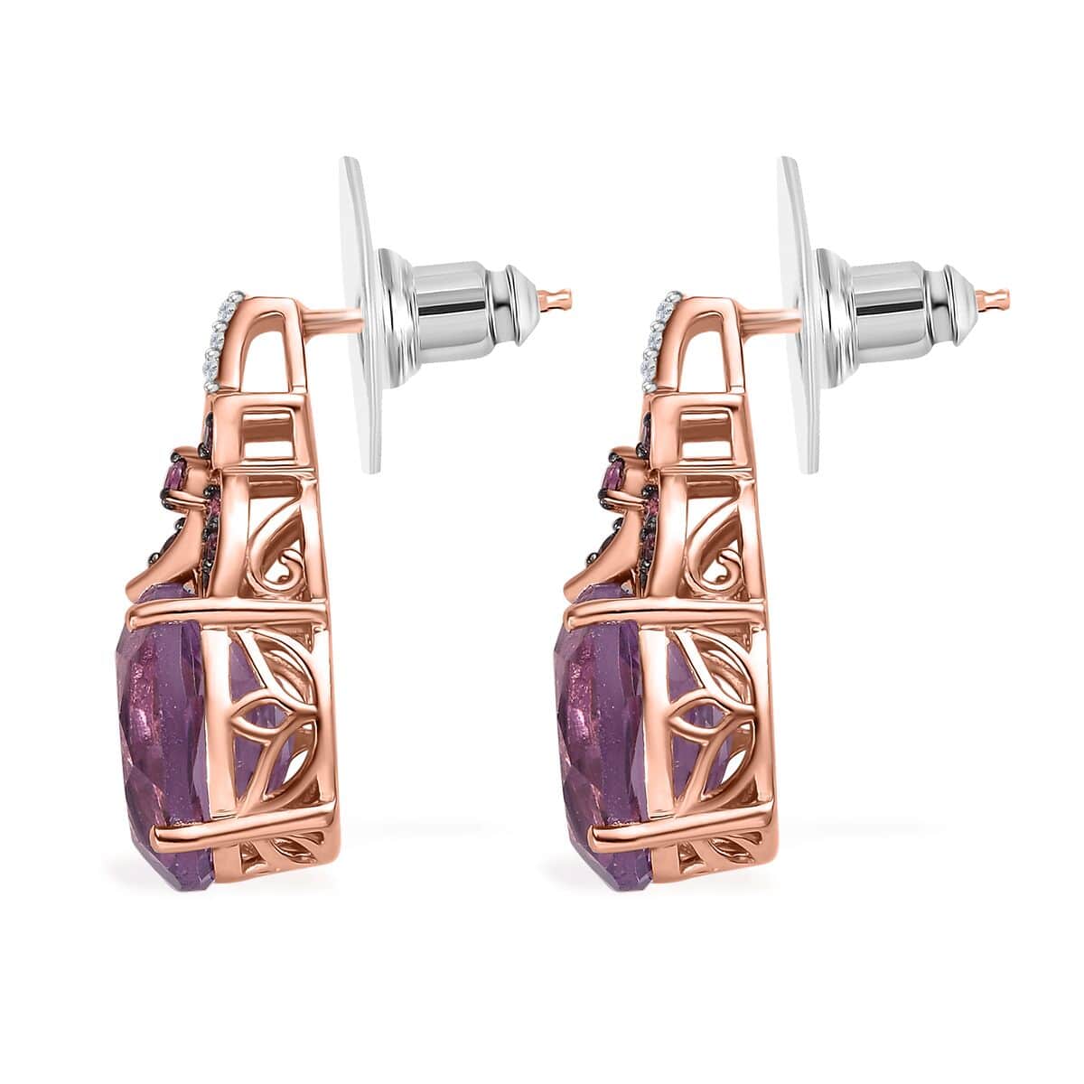 Premium Rose De France Amethyst and Multi Gemstone Earrings in Vermeil Rose Gold Over Sterling Silver 10.40 ctw image number 3