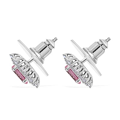 Premium Narsipatnam Pink Spinel and Diamond Stud Earrings in Rhodium Over Sterling Silver 1.25 ctw
