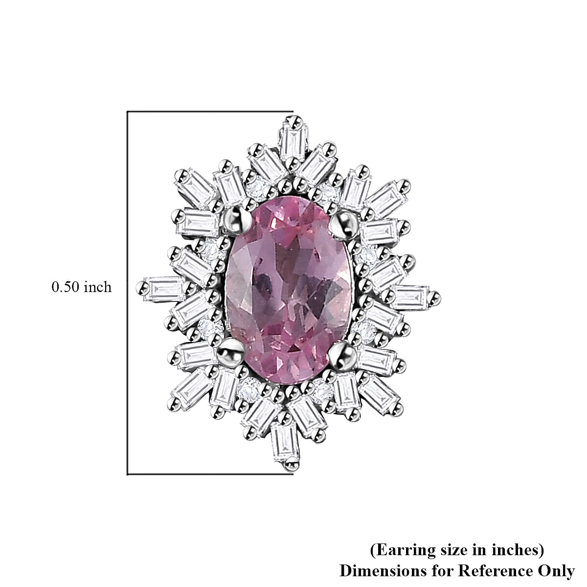 Premium Narsipatnam Pink Spinel and Diamond Stud Earrings in Rhodium Over Sterling Silver 1.25 ctw