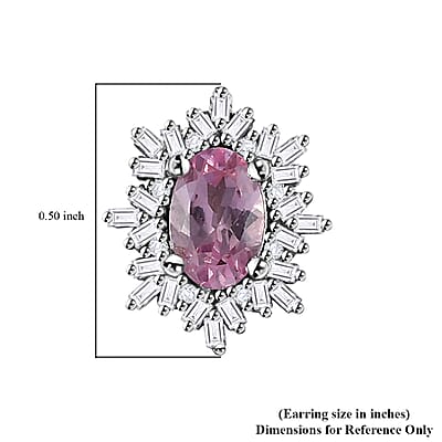 Premium Narsipatnam Pink Spinel and Diamond Stud Earrings in Rhodium Over Sterling Silver 1.25 ctw