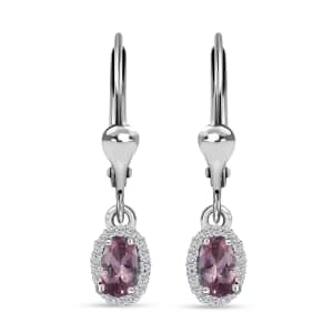 Premium Narsipatnam Pink Spinel and White Zircon Lever Back Earrings in Rhodium Over Sterling Silver 0.70 ctw