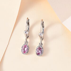 Premium Narsipatnam Pink Spinel and White Zircon Lever Back Earrings in Rhodium Over Sterling Silver 0.70 ctw