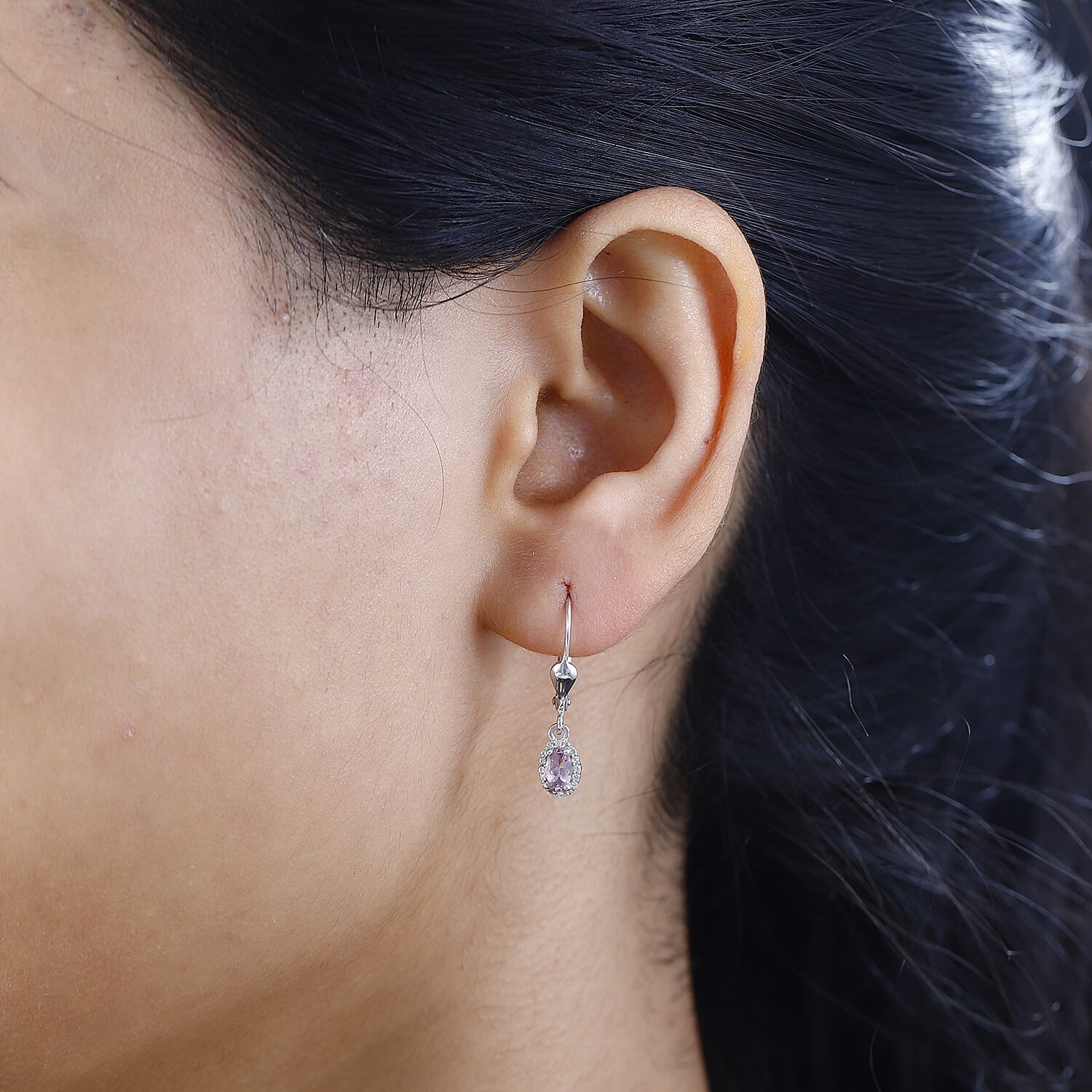 Premium Narsipatnam Pink Spinel and White Zircon Lever Back Earrings in Rhodium Over Sterling Silver 0.70 ctw