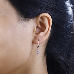Premium Narsipatnam Pink Spinel and White Zircon Lever Back Earrings in Rhodium Over Sterling Silver 0.70 ctw