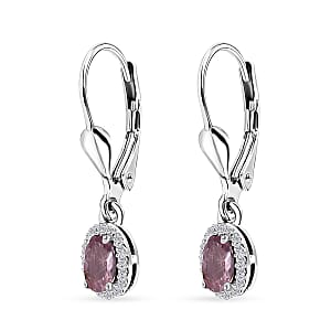 Premium Narsipatnam Pink Spinel and White Zircon Lever Back Earrings in Rhodium Over Sterling Silver 0.70 ctw