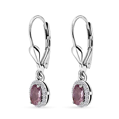 Premium Narsipatnam Pink Spinel and White Zircon Lever Back Earrings in Rhodium Over Sterling Silver 0.70 ctw