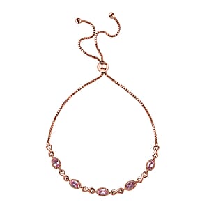 D'Joy Premium Narsipatnam Pink Spinel Bolo Bracelet in 18K Vermeil Rose Gold Over Sterling Silver 1.30 ctw