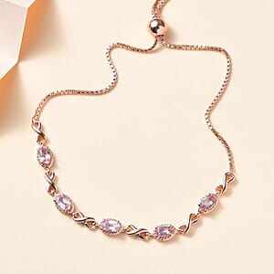 D'Joy Premium Narsipatnam Pink Spinel Bolo Bracelet in 18K Vermeil Rose Gold Over Sterling Silver 1.30 ctw