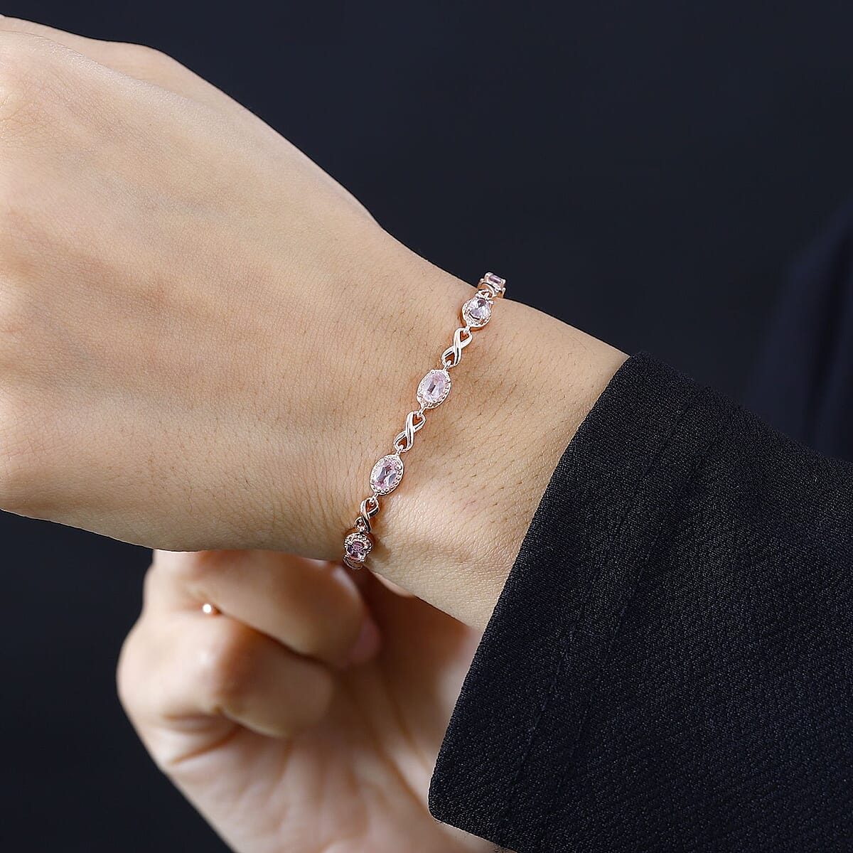 D'Joy Premium Narsipatnam Pink Spinel Bolo Bracelet in 18K Vermeil Rose Gold Over Sterling Silver 1.30 ctw image number 2