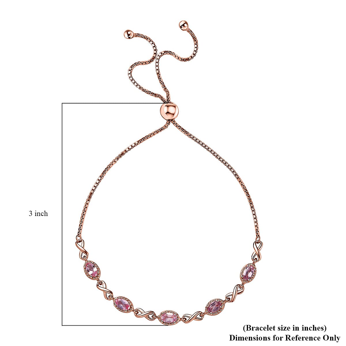 D'Joy Premium Narsipatnam Pink Spinel Bolo Bracelet in 18K Vermeil Rose Gold Over Sterling Silver 1.30 ctw image number 4