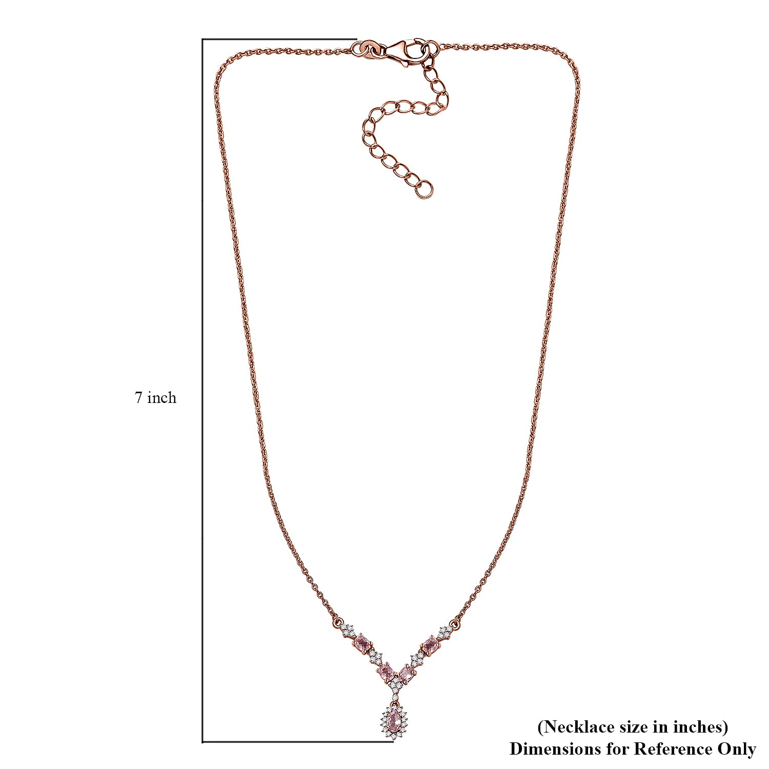 Premium Narsipatnam Pink Spinel and White Zircon Necklace 18-20 Inches in 18K Vermeil Rose Gold Over Sterling Silver 1.40 ctw
