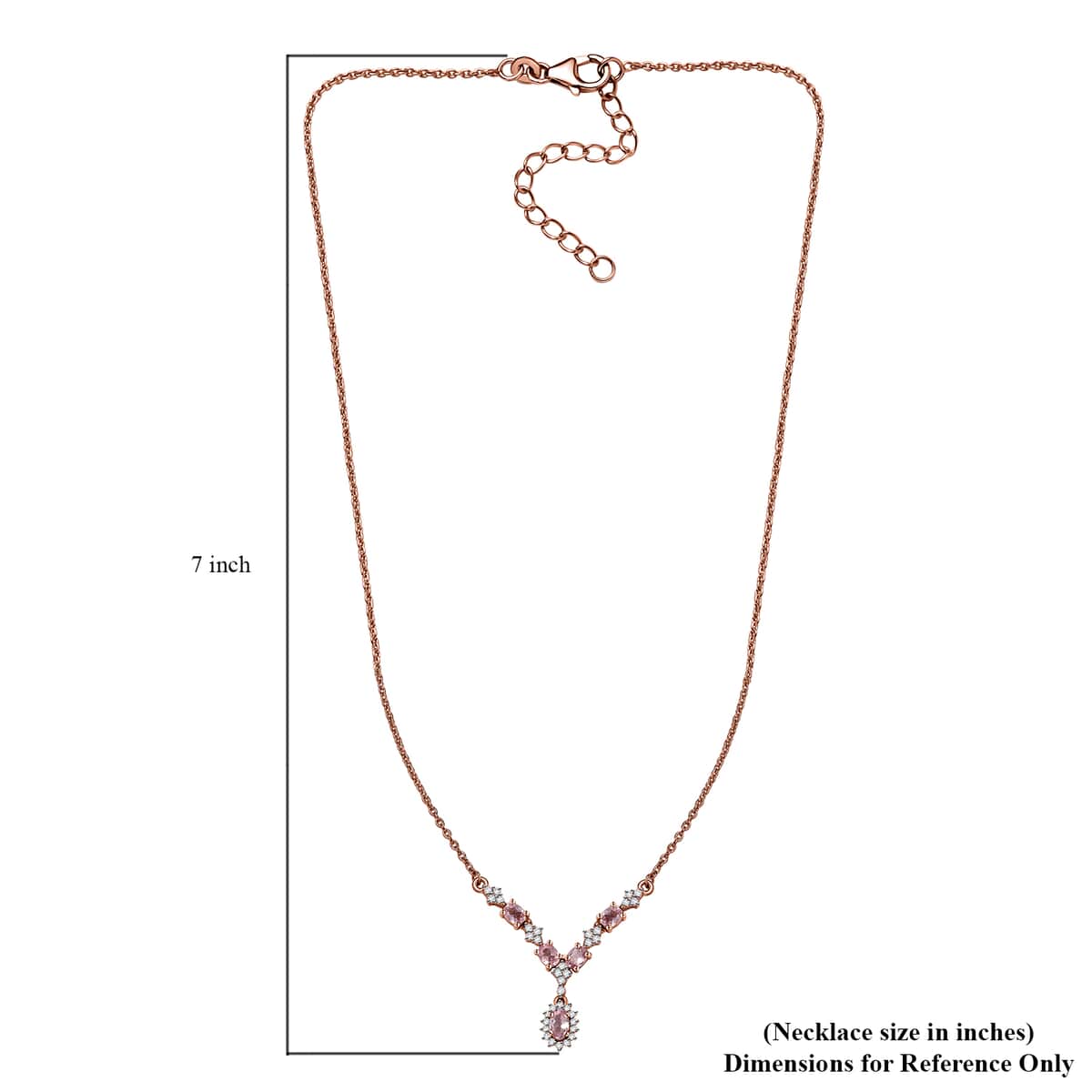 Premium Narsipatnam Pink Spinel and White Zircon Necklace 18-20 Inches in 18K Vermeil Rose Gold Over Sterling Silver 1.40 ctw image number 5