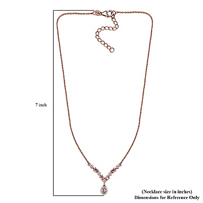 Premium Narsipatnam Pink Spinel and White Zircon Necklace 18-20 Inches in 18K Vermeil Rose Gold Over Sterling Silver 1.40 ctw