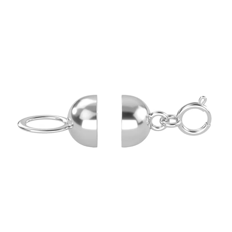 14K White Gold 6X4.5mm Magnetic Lock with 4.96x1.16mm Spring Ring Lock