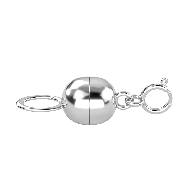 14K White Gold 6X4.5mm Magnetic Lock with 4.96x1.16mm Spring Ring Lock
