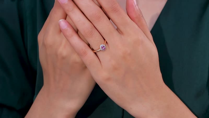 Epic Deal 10K Rose Gold AAA Narsipatnam Pink Spinel, Diamond (G-H, I2) Ring (Size 10.0) 0.60 ctw