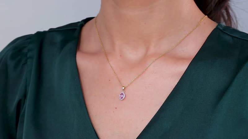 10K Rose Gold AAA Narsipatnam Pink Spinel and G-H I2 Diamond Sunburst Pendant without Chain 0.55 ctw