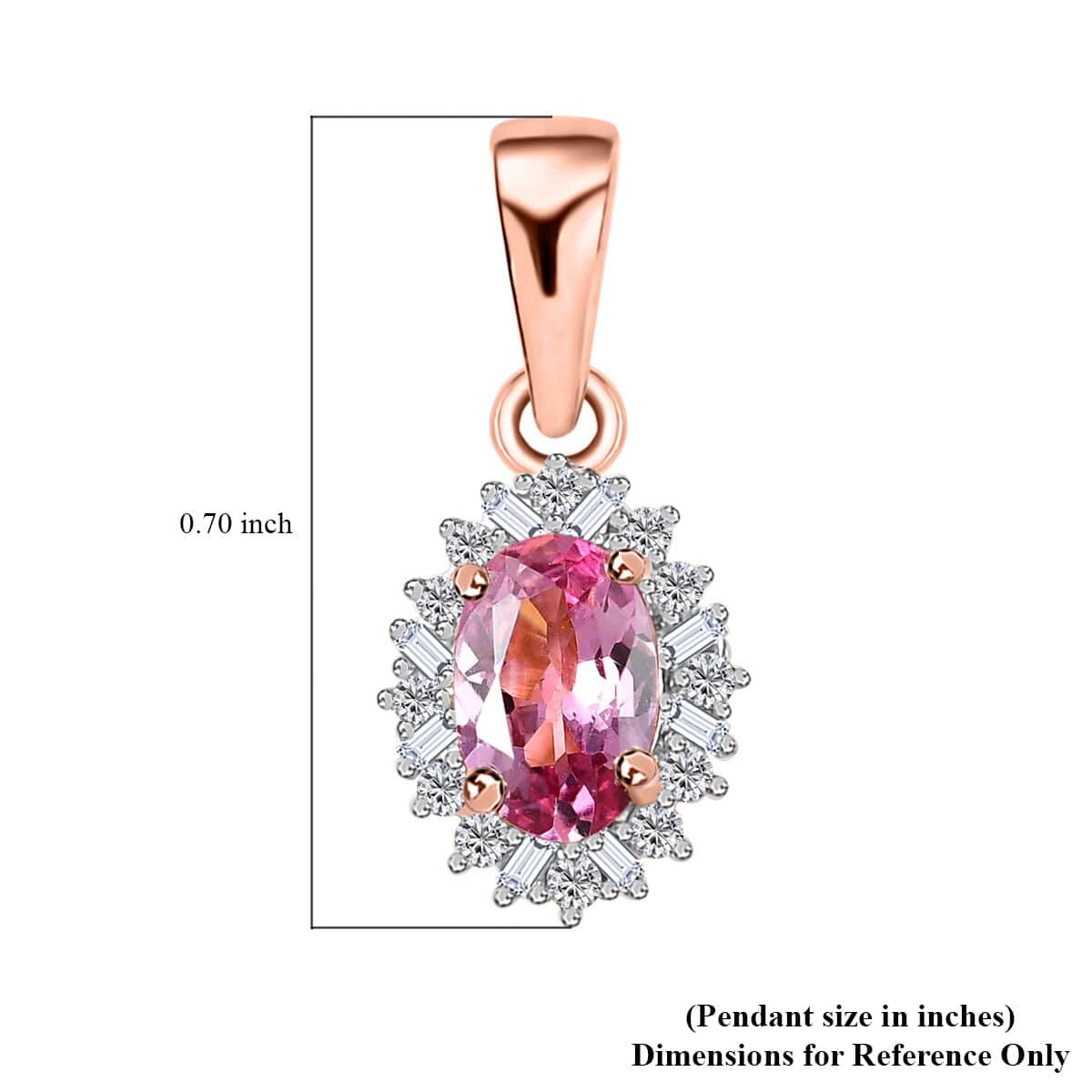 10K Rose Gold AAA Narsipatnam Pink Spinel and G-H I2 Diamond Sunburst Pendant 0.55 ctw image number 5