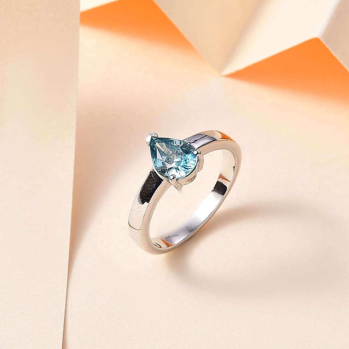 Cambodian Blue Zircon Solitaire Ring in Rhodium Over Sterling Silver (Size 7.0) 1.60 ctw image number 1