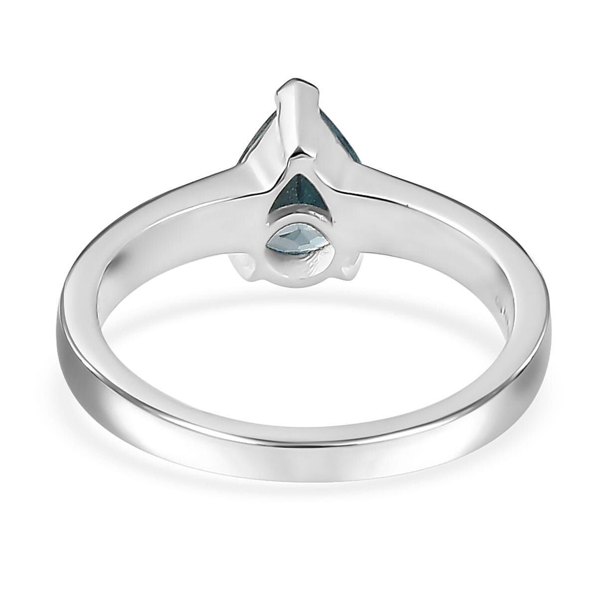 Cambodian Blue Zircon Solitaire Ring in Rhodium Over Sterling Silver (Size 7.0) 1.60 ctw image number 4