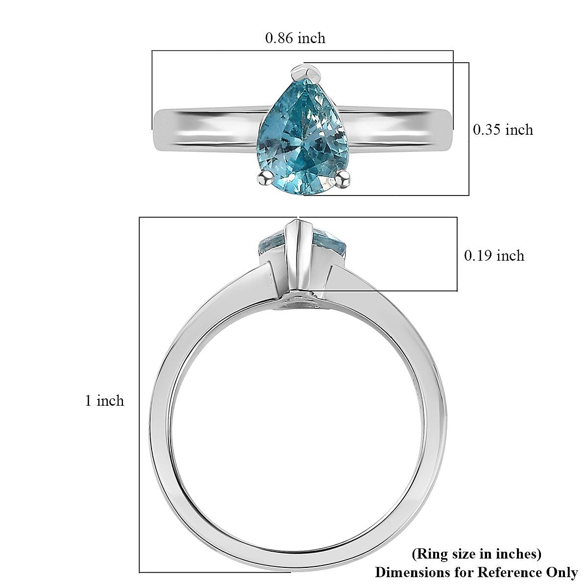 Cambodian Blue Zircon Solitaire Ring in Rhodium Over Sterling Silver (Size 7.0) 1.60 ctw image number 5