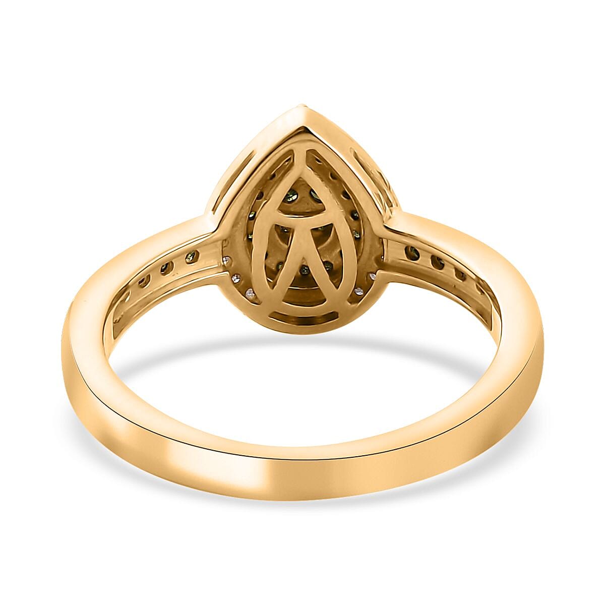 Green Diamond (IR), White Diamond Ring in Vermeil YG Over Sterling Silver (Size 10.0) 0.50 ctw image number 4