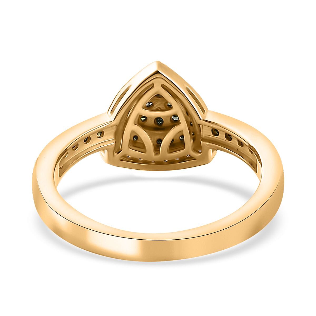 Green and White Diamond Trillion Shape Ring in Vermeil Yellow Gold Over Sterling Silver (Size 7.0) 0.50 ctw image number 4