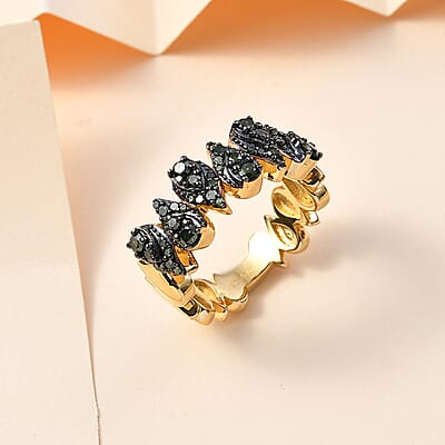 Green Diamond Ring in 18K Vermeil Yellow Gold Over Sterling Silver (Size 9.0) 0.75 ctw