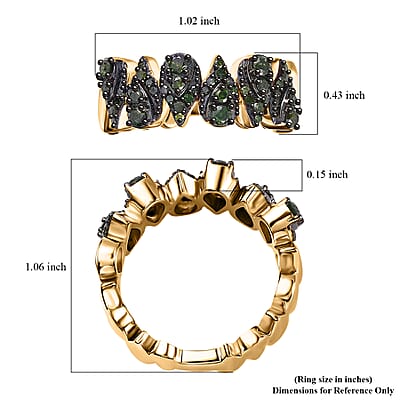 Green Diamond Ring in 18K Vermeil Yellow Gold Over Sterling Silver (Size 9.0) 0.75 ctw
