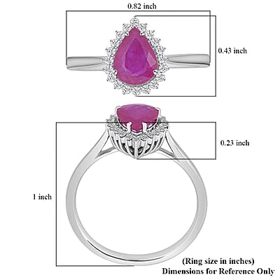 Rhapsody AAAA Montepuez Ruby, Diamond Halo Ring in 950 Platinum 2.05 ctw (Size 10.0)