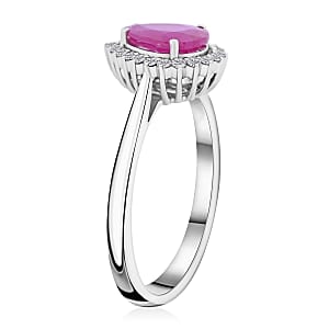 Rhapsody AAAA Montepuez Ruby, Diamond Halo Ring in 950 Platinum 2.05 ctw (Size 9.5)