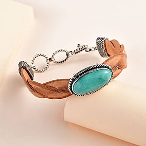 Artisan Crafted Sierra Nevada Turquoise Leather Cord Bracelet in Sterling Silver (7.25-8.50In) 14.50 ctw