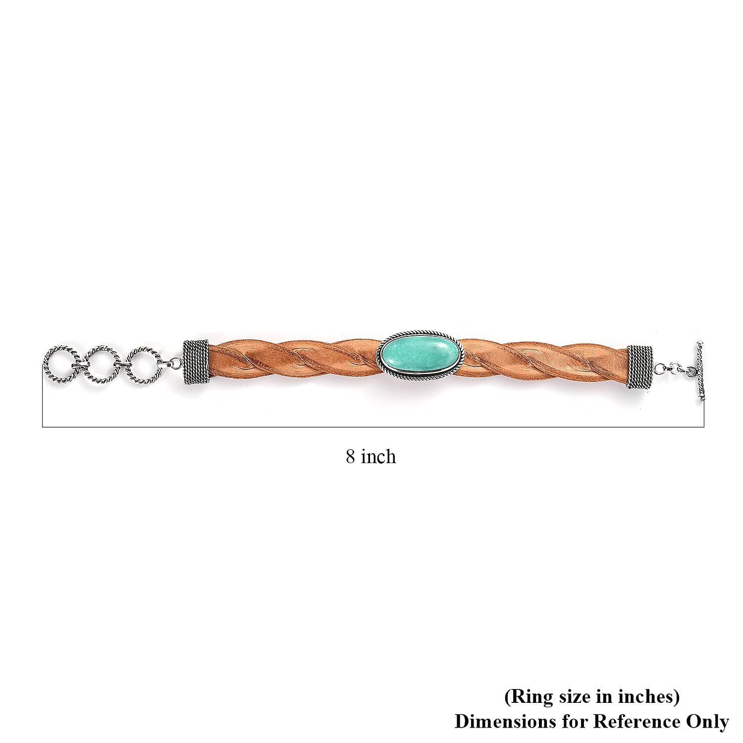 Artisan Crafted Sierra Nevada Turquoise Leather Cord Bracelet in Sterling Silver (7.25-8.50In) 14.50 ctw