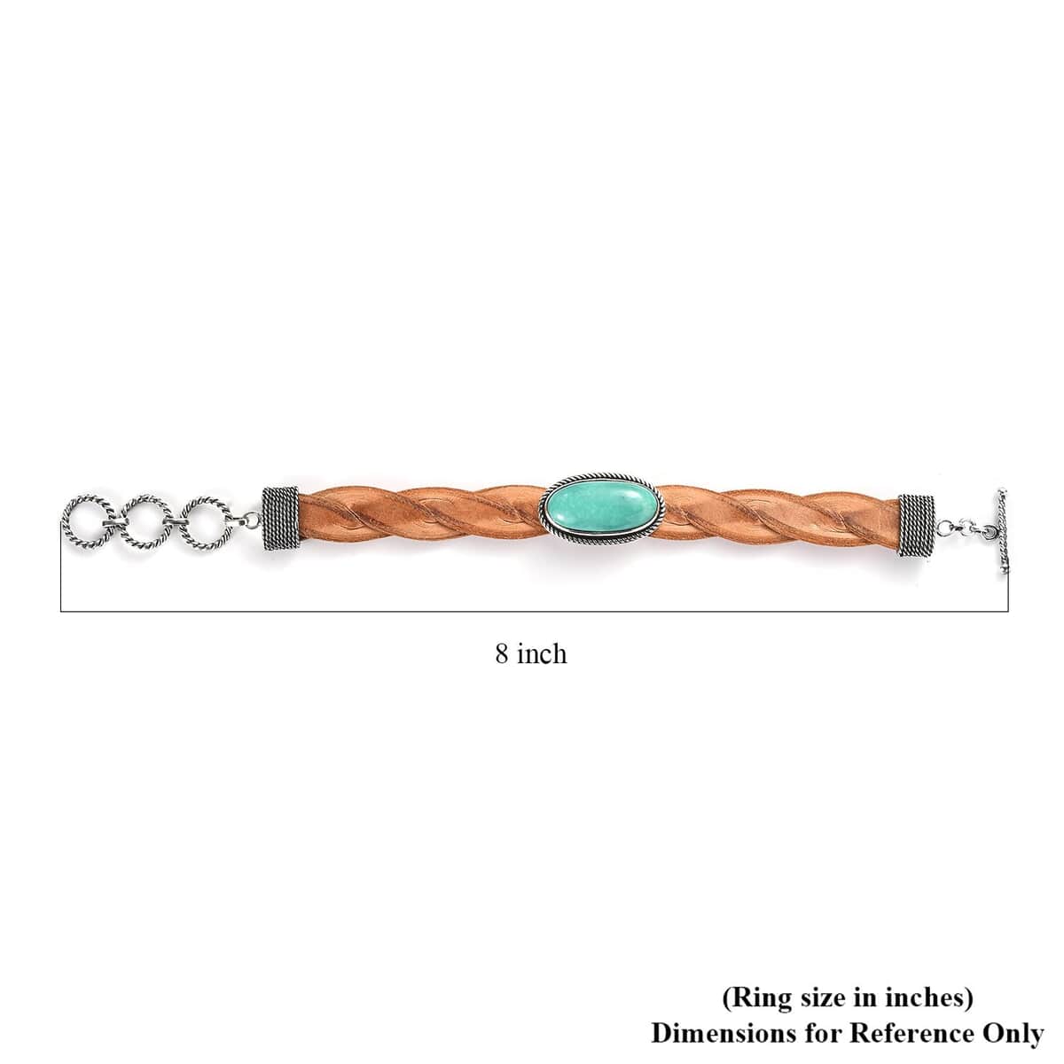 Artisan Crafted Sierra Nevada Turquoise Leather Cord Bracelet in Sterling Silver (7.25-8.50In) 14.50 ctw image number 5