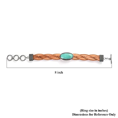 Artisan Crafted Sierra Nevada Turquoise Leather Cord Bracelet in Sterling Silver (7.25-8.50In) 14.50 ctw