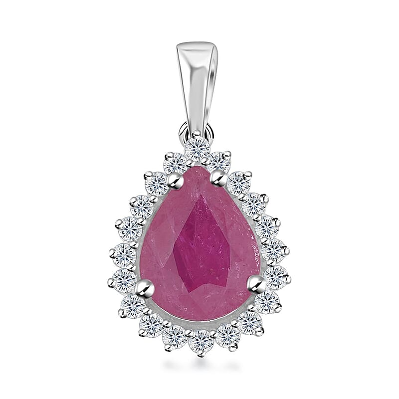 Certified & Appraised Rhapsody 950 Platinum AAAA Mozambique Ruby and E-F VS Diamond Pendant without Chain 2.05 ctw