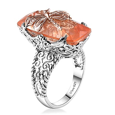 Morganique Quartz (Triplet) Dragonfly Ring in 18K Vermeil RG and Rhodium Over Sterling Silver (Size 10.0) 13.85 ctw
