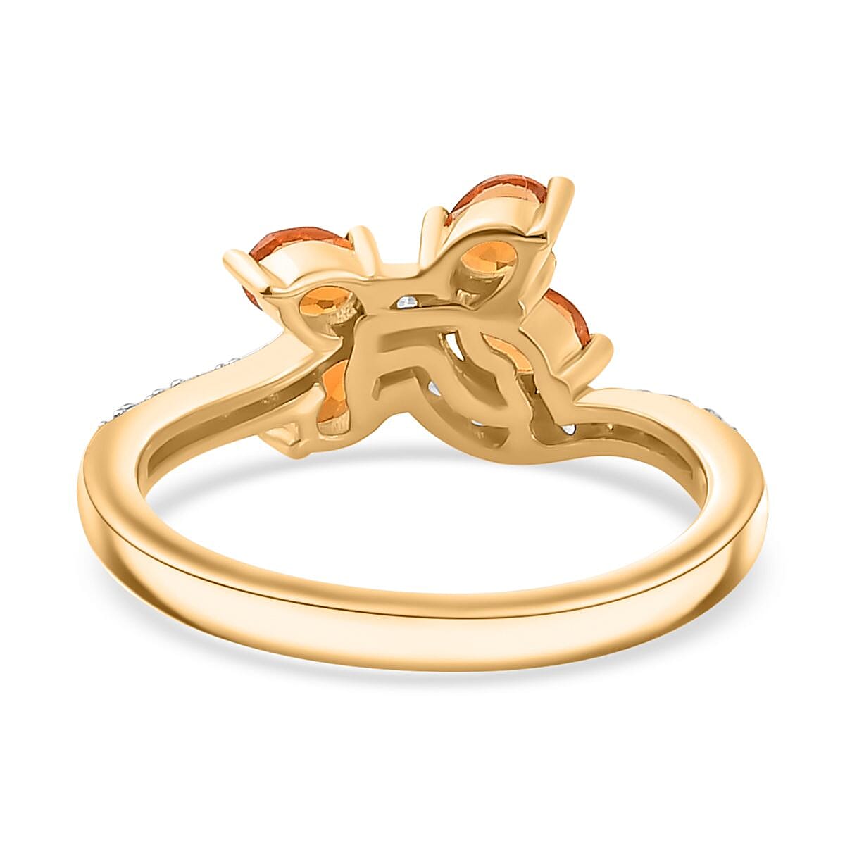 Salamanca Fire Opal and White Zircon 0.70 ctw Ring in 18K Vermeil Yellow Gold Over Sterling Silver (Size 11.5)