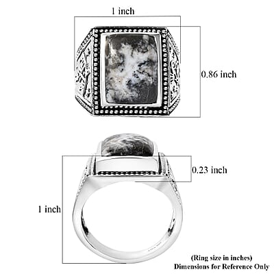 Artisan Crafted White Buffalo 11.60 ctw Men's Ring in Sterling Silver (Size 10.0)