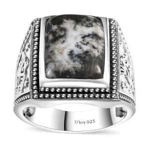 Artisan Crafted White Buffalo 11.60 ctw Men's Ring in Sterling Silver (Size 11.0)