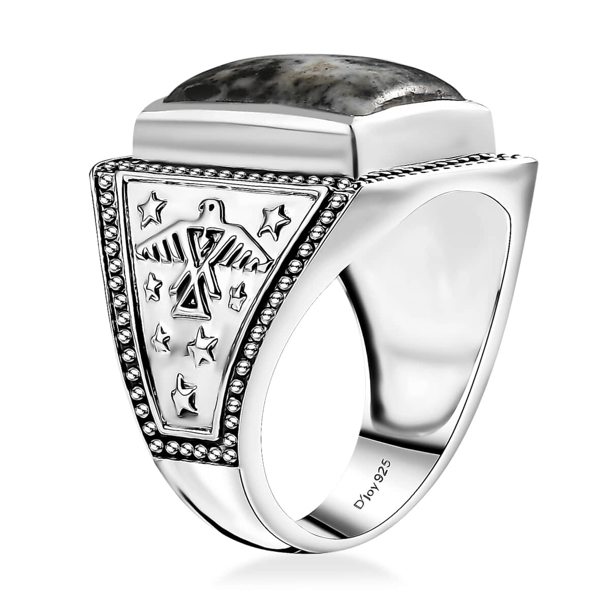 Artisan Crafted White Buffalo 11.60 ctw Men's Ring in Sterling Silver (Size 11.0) image number 3