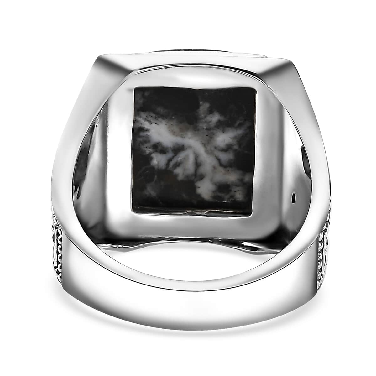 Artisan Crafted White Buffalo 11.60 ctw Men's Ring in Sterling Silver (Size 11.0) image number 4