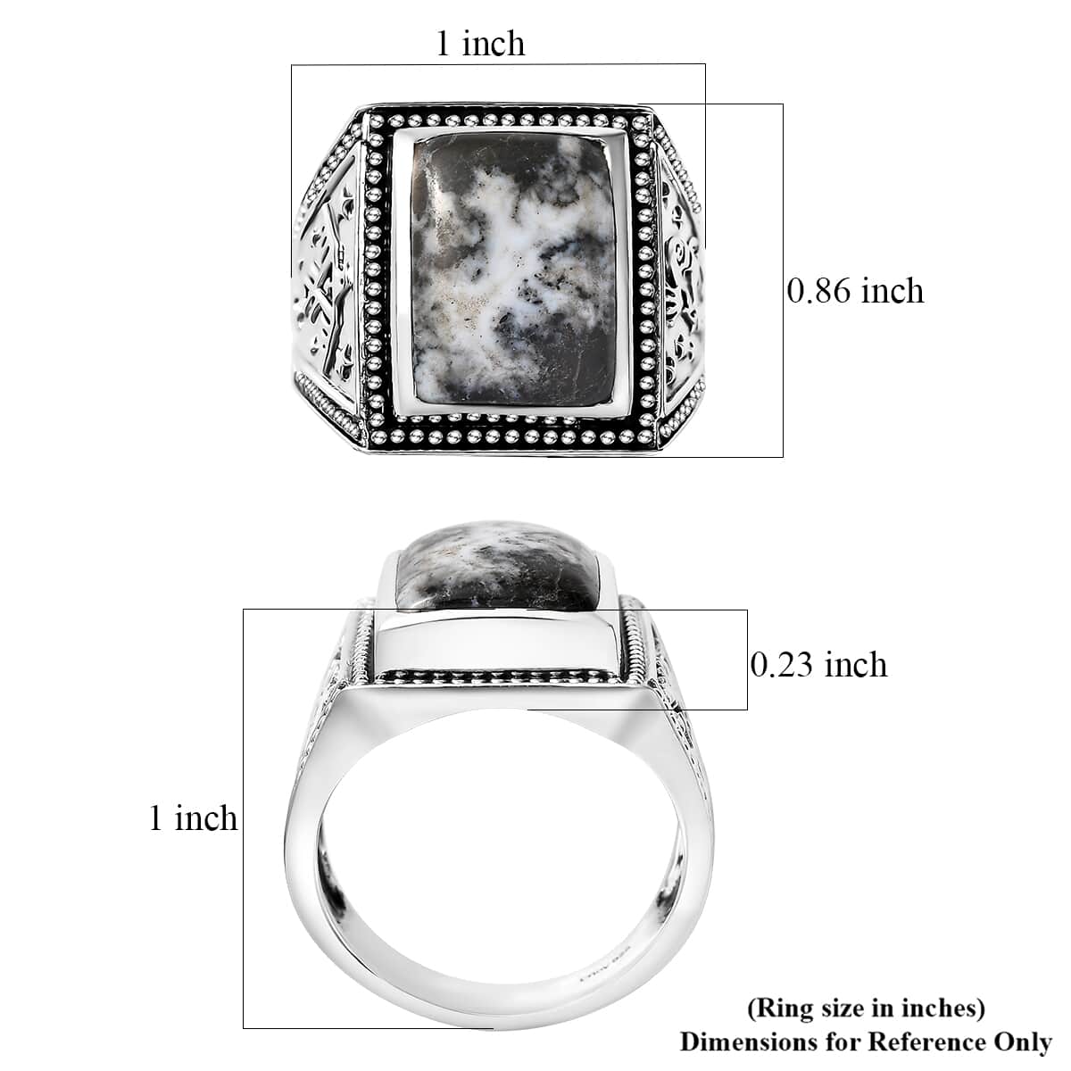 Artisan Crafted White Buffalo 11.60 ctw Men's Ring in Sterling Silver (Size 11.0) image number 5